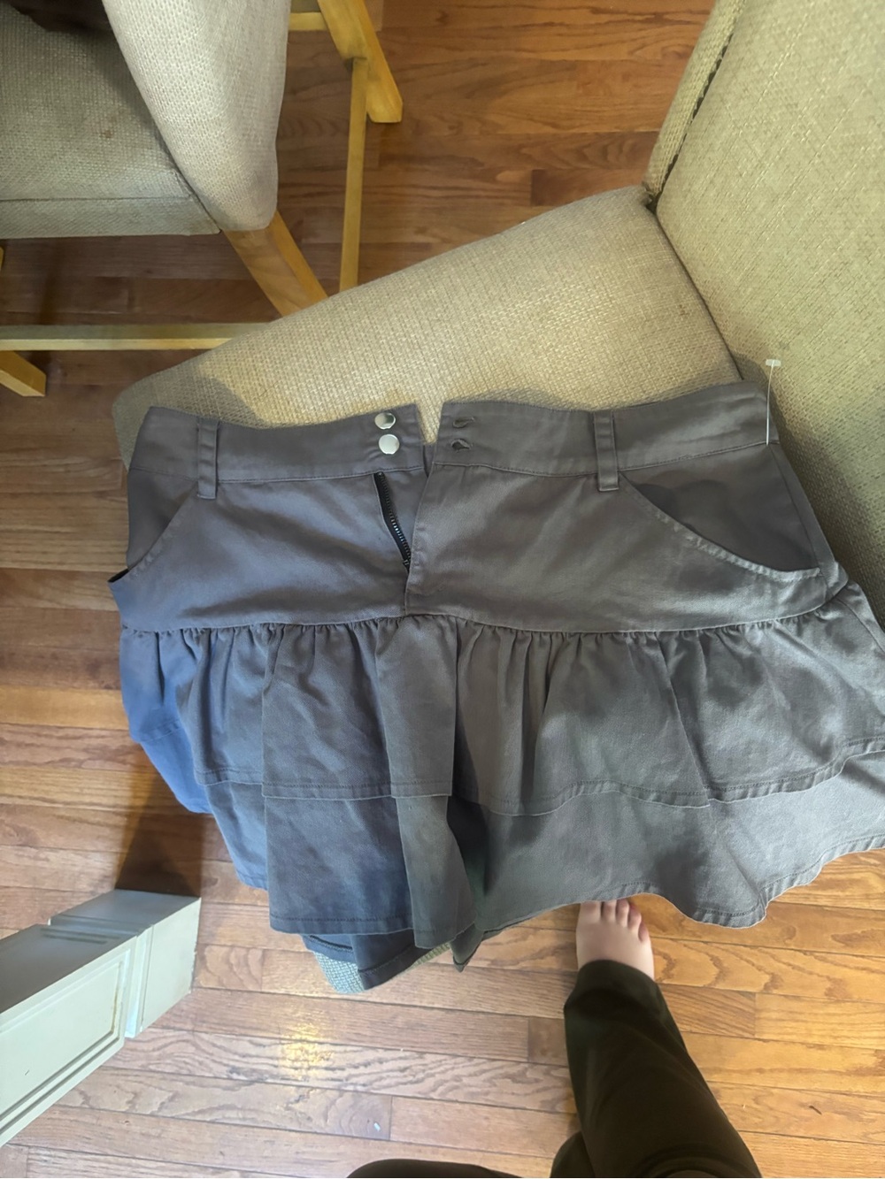 Womens Gray Tiered Ruffle Skirt Y2K